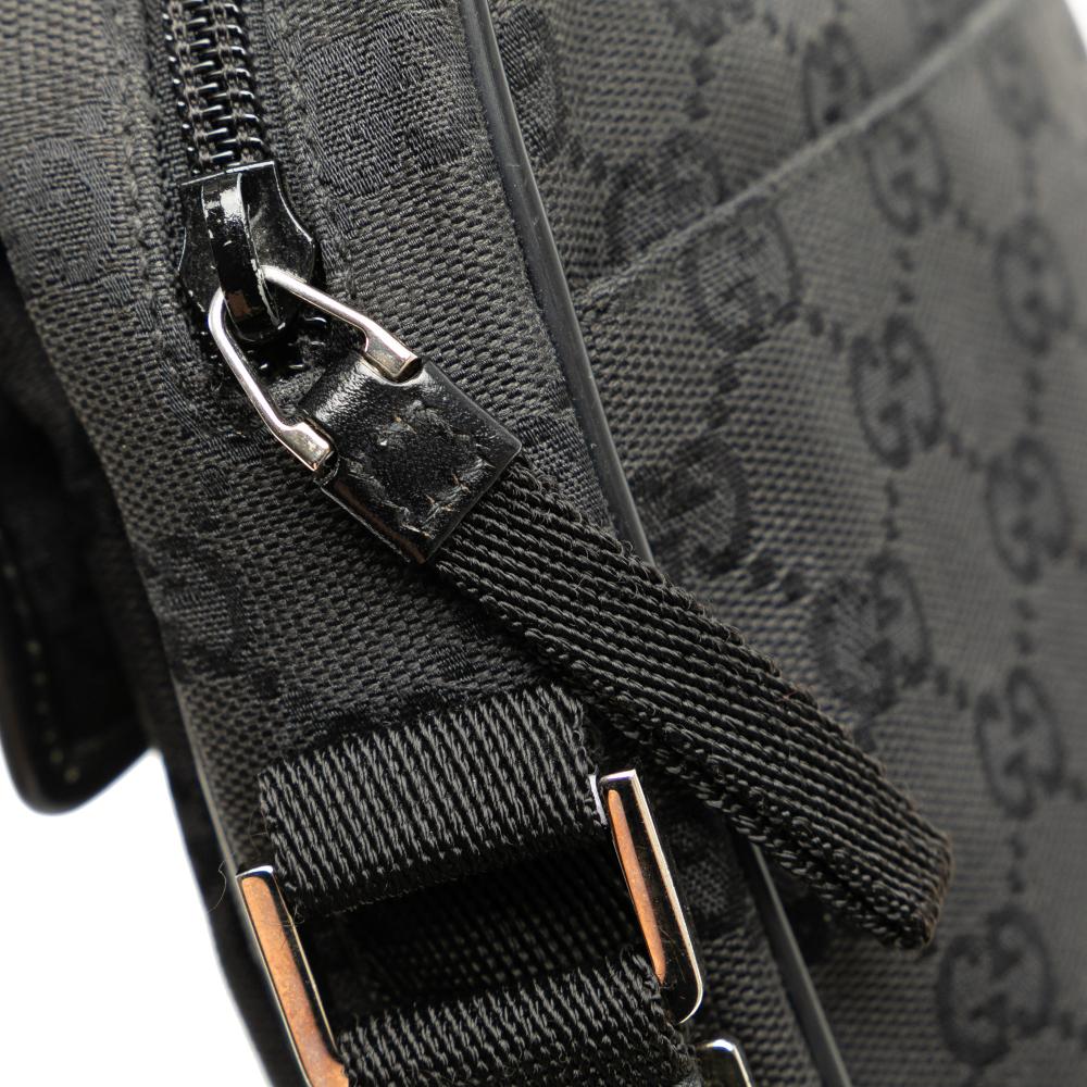Gucci B Gucci Black Canvas Fabric GG Jackie Crossbody Italy