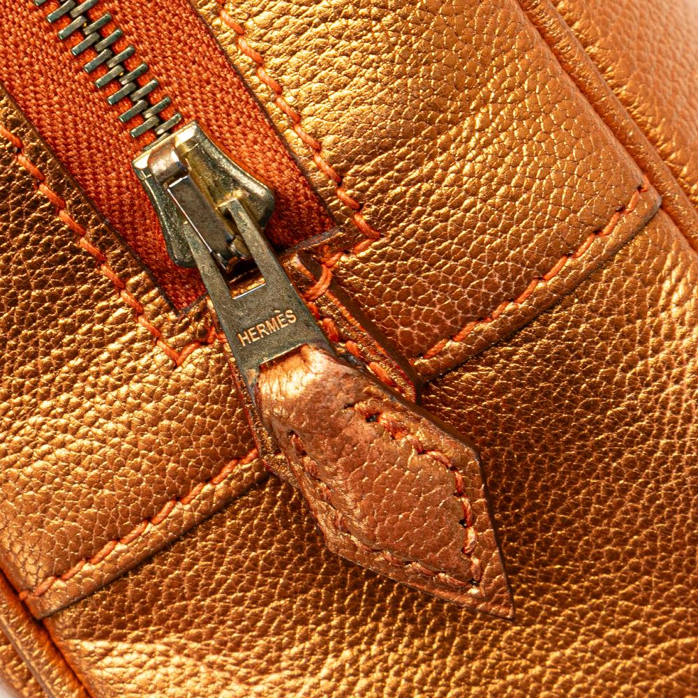 Hermès AB Hermès Orange Goatskin Leather Metallic Chevre Coromandel Plume Elan 28 France