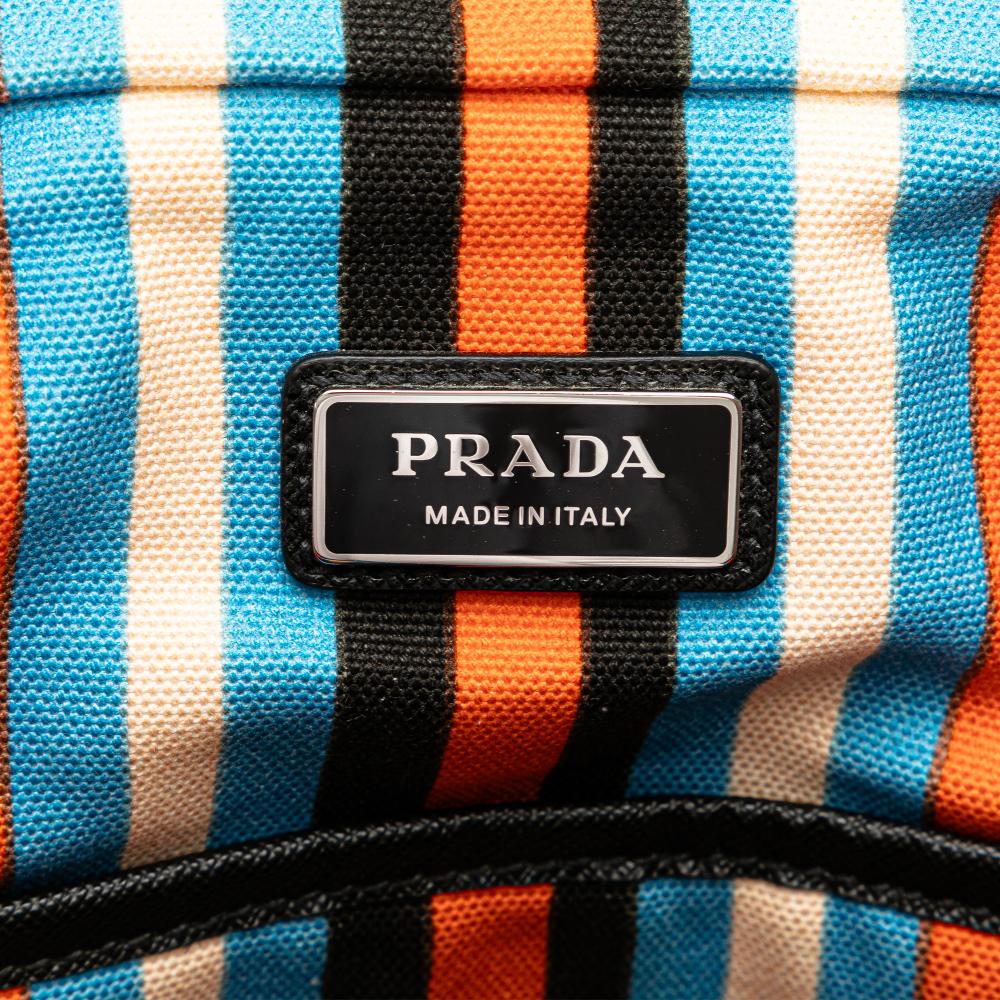 Prada B Prada Orange Canvas Fabric Canapa Baiadera Crossbody Italy