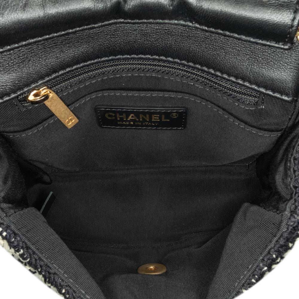 Chanel AB Chanel White Ivory with Black Raffia Natural Material Braided with Love Flap Italy