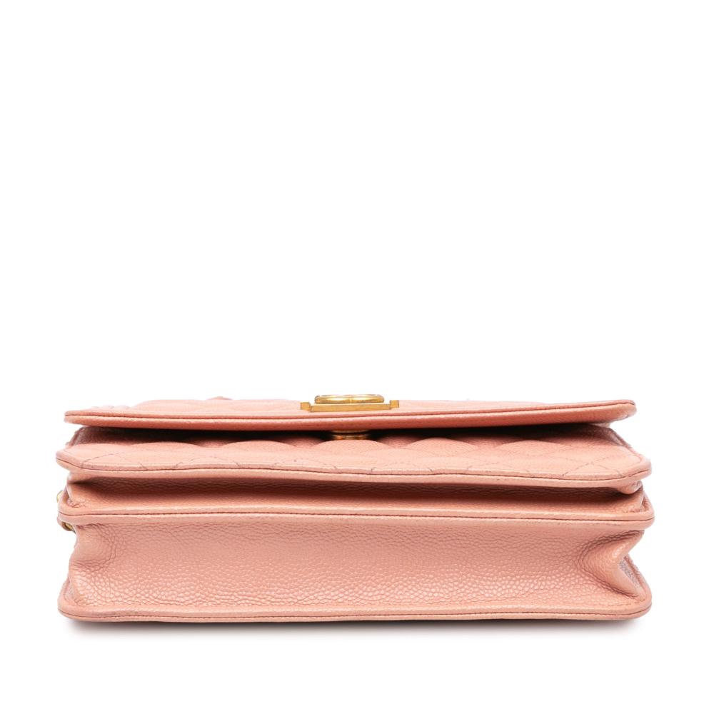 Chanel B Chanel Pink Caviar Leather Leather Quilted Caviar Square Boy Wallet On Chain Italy