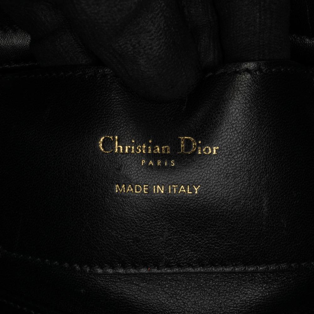 Christian Dior B Dior Blue Calf Leather Medium Beaded Ribbon Embroidered Floral Lady D Joy Italy