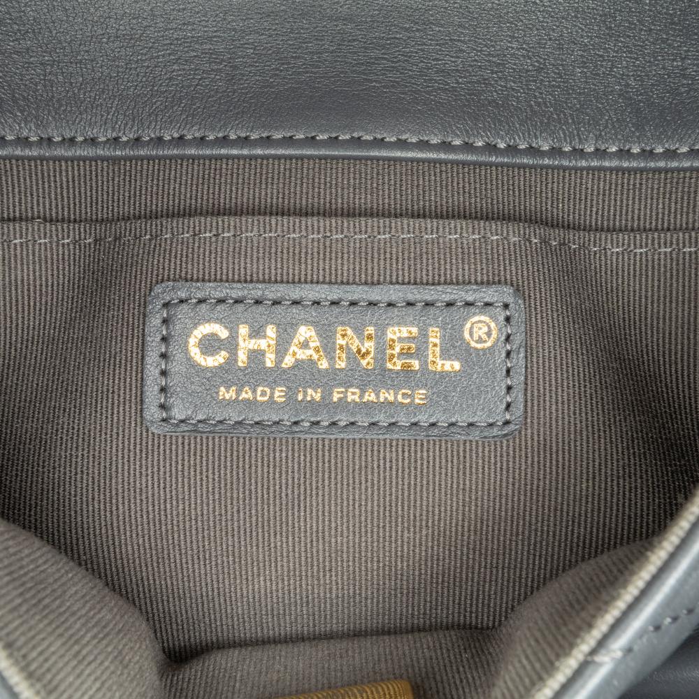 Chanel B Chanel Blue Navy Lambskin Leather Leather Mini Quilted Lambskin Crush on Chains Flap France