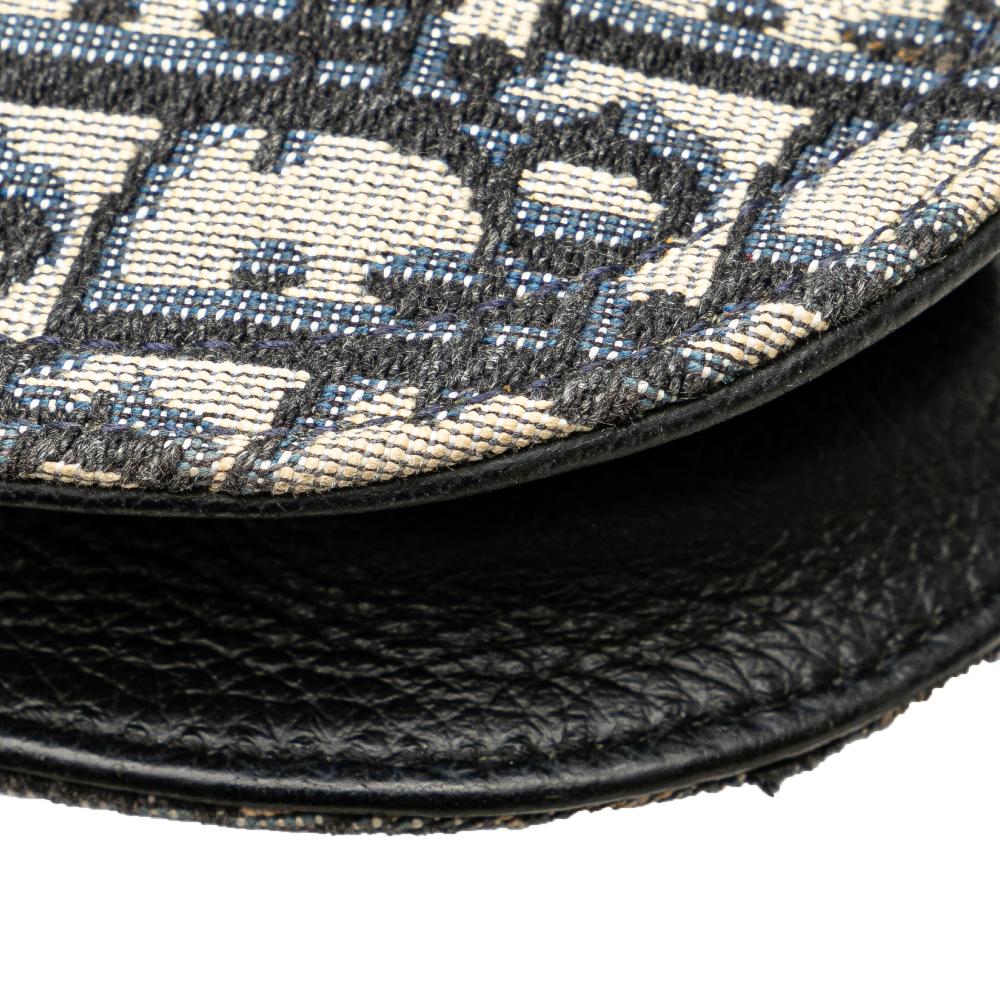 Christian Dior B Dior Blue Navy Canvas Fabric Oblique Saddle Messenger Bag Italy