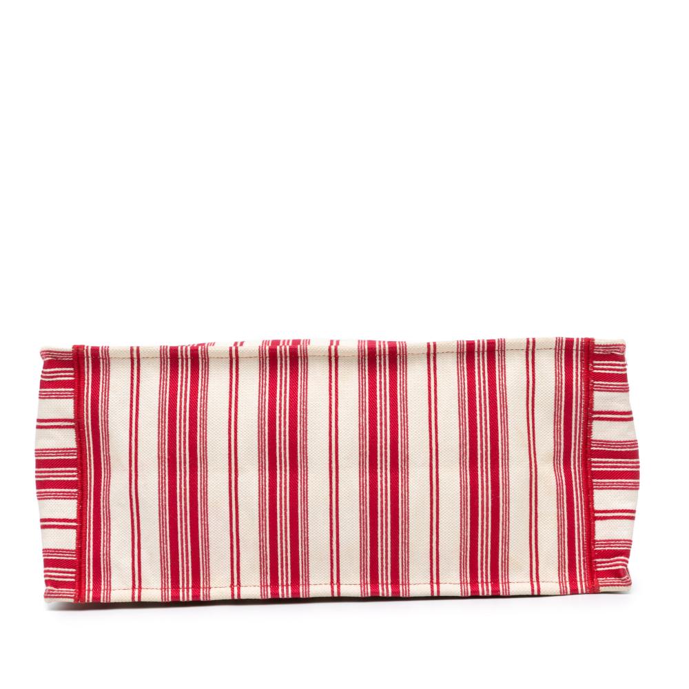 Christian Dior B Dior Red Canvas Fabric Large Striped Book Tote Italy
