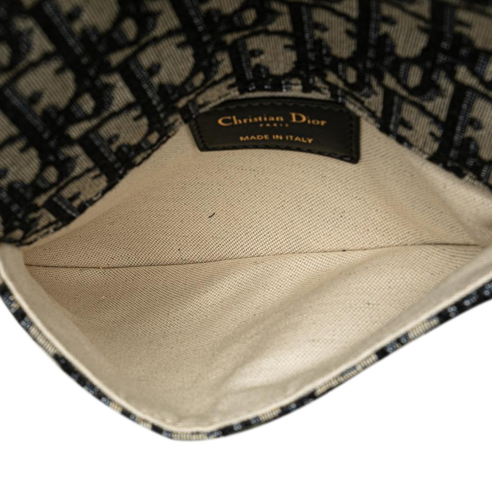Christian Dior AB Dior Blue Canvas Fabric Oblique Saddle Belt Bag Italy