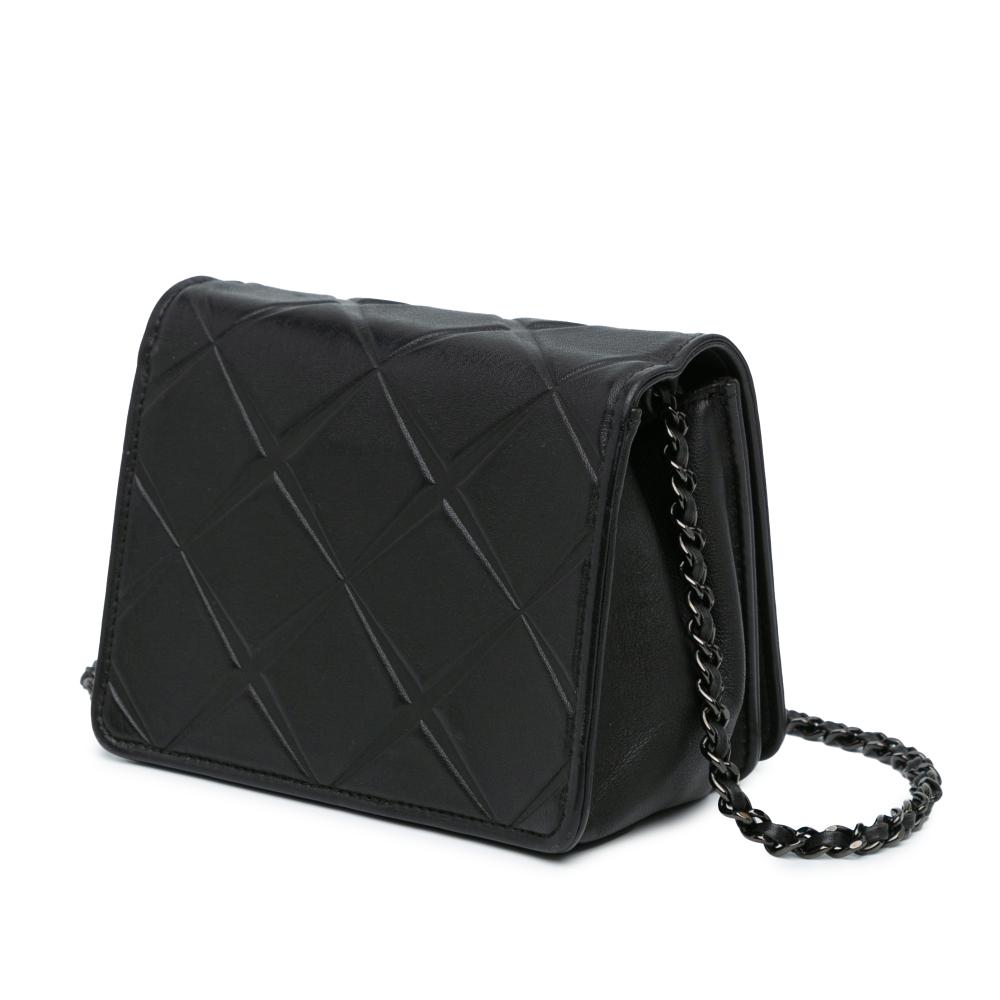 Chanel B Chanel Black Calf Leather Mini skin Propeller Flap Italy