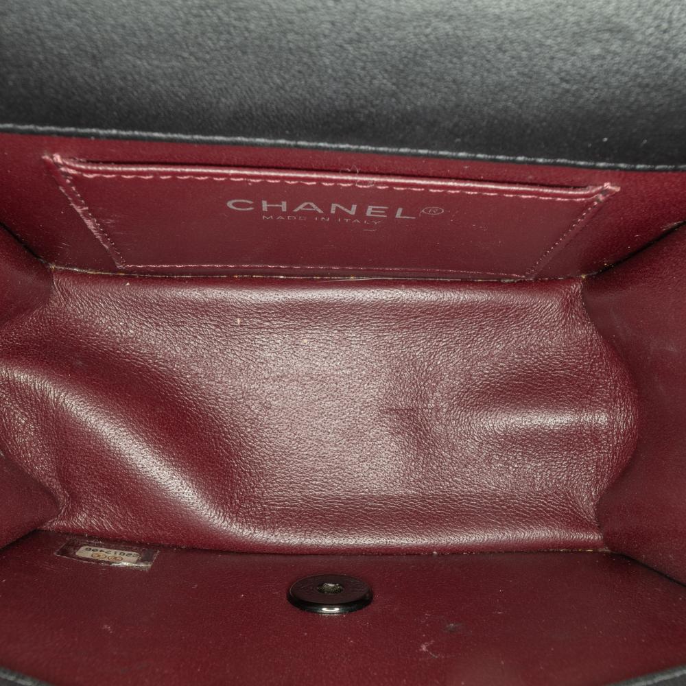 Chanel B Chanel Black Calf Leather Mini skin Propeller Flap Italy