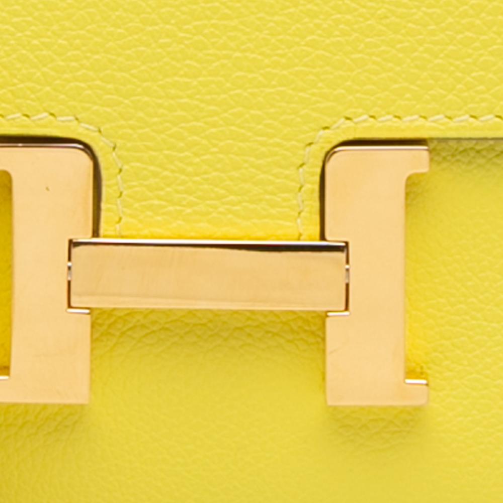 Hermès AB Hermès Yellow Calf Leather Evercolor Constance Wallet To Go France