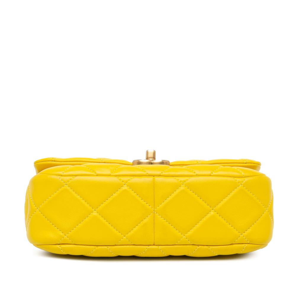 Chanel B Chanel Yellow Lambskin Leather Leather Small Quilted Lambskin Candy Chain Flap Italy