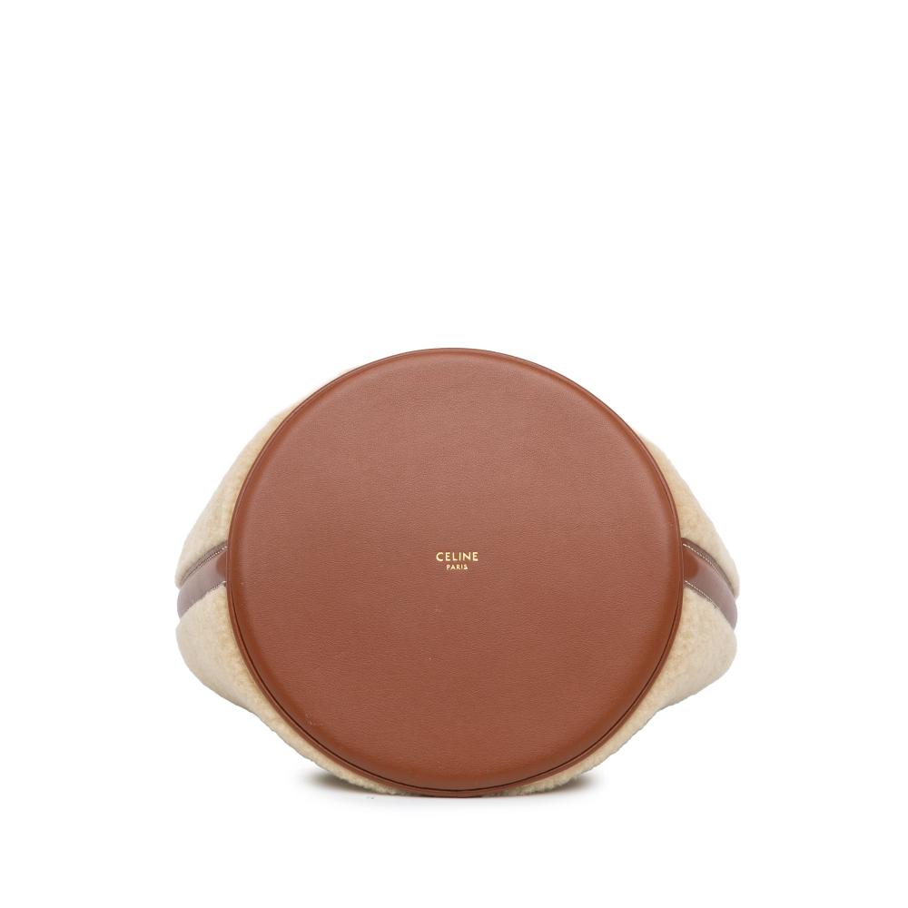 Celine AB Celine Brown Beige Fur Natural Material Shearling Bucket 16 Italy