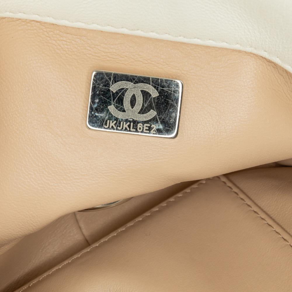 Chanel B Chanel White Lambskin Leather Leather Mini Quilted Lambskin Chain Rows Flap Italy