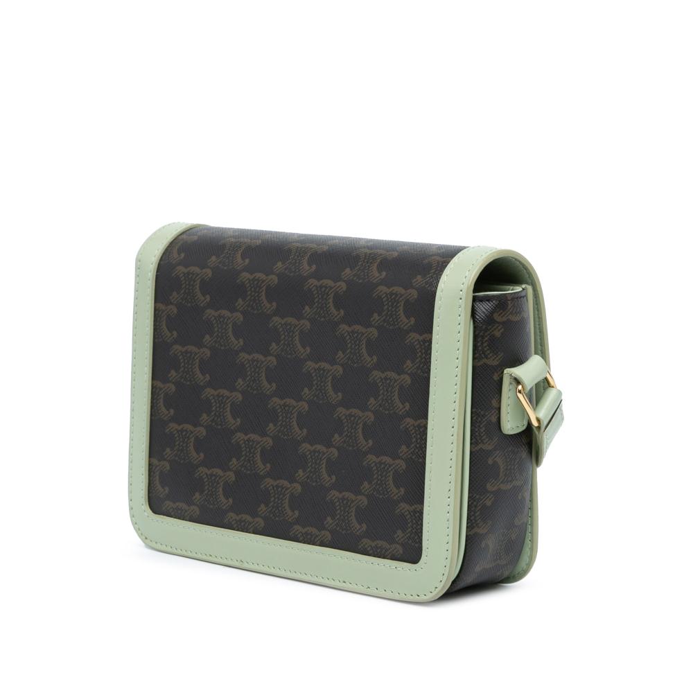 Celine B Celine Brown Dark Brown Coated Canvas Fabric Teen Triomphe and Calfskin Triomphe Crossbody Italy