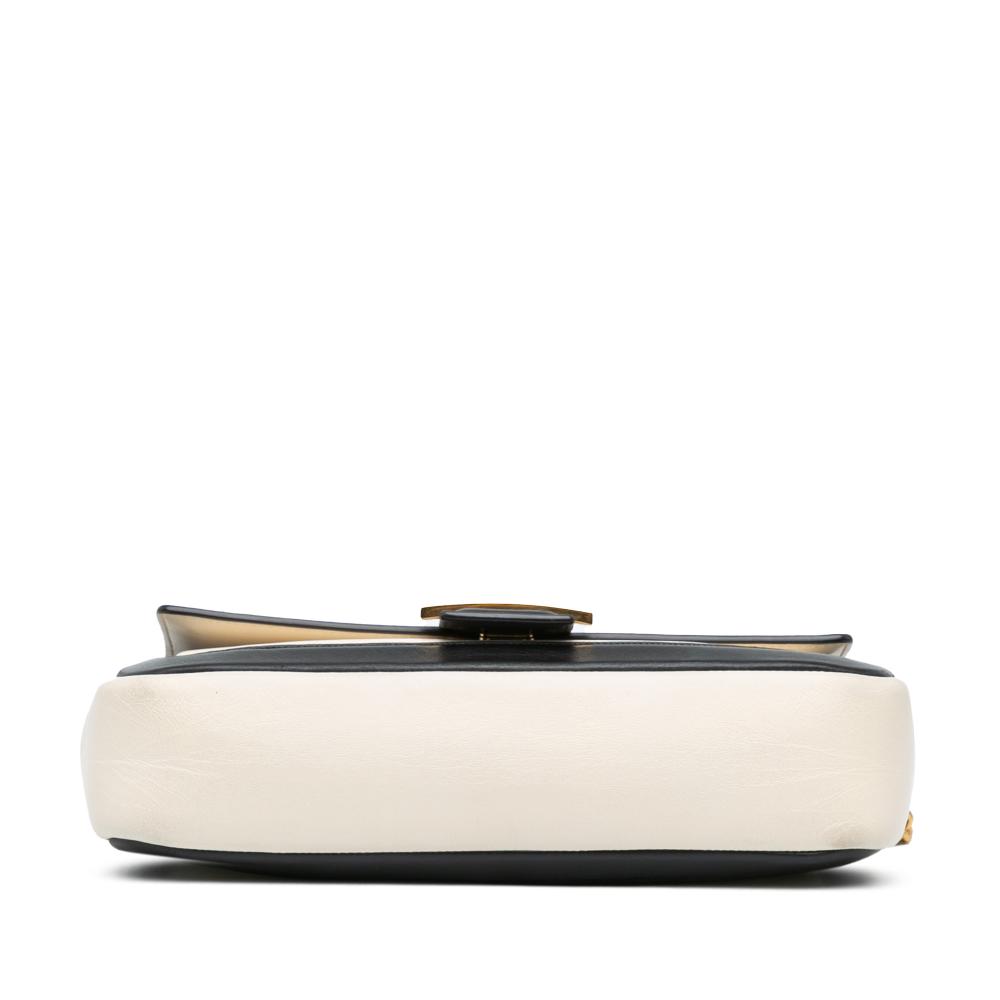 Fendi B Fendi White with Black Calf Leather Bicolor Chain Baguette Italy