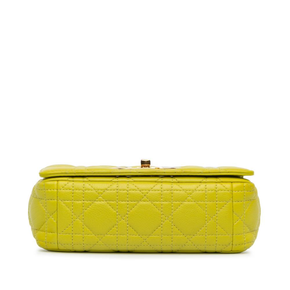 Christian Dior B Dior Yellow Neon Yellow Calf Leather Small skin Cannage Caro Bag Italy