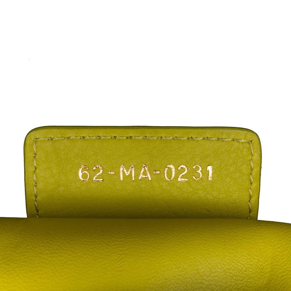 Christian Dior B Dior Yellow Neon Yellow Calf Leather Small skin Cannage Caro Bag Italy