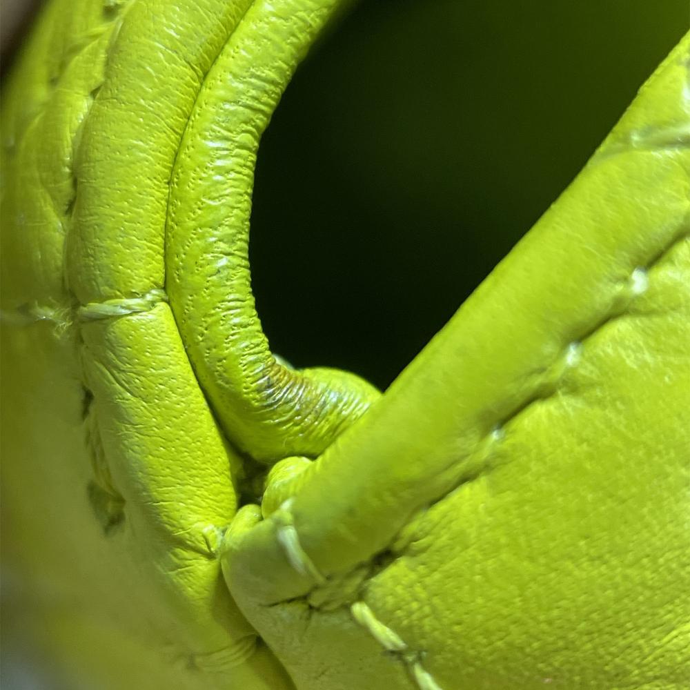 Christian Dior B Dior Yellow Neon Yellow Calf Leather Small skin Cannage Caro Bag Italy