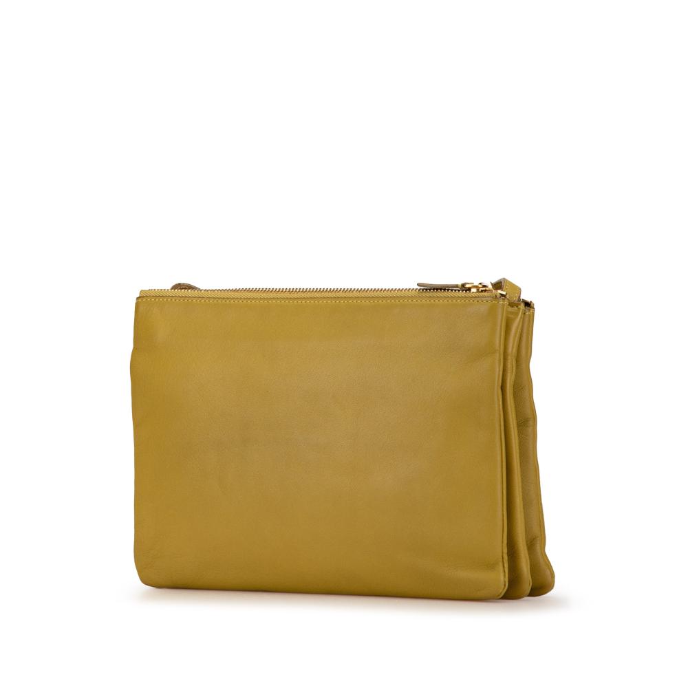 Celine B Celine Yellow Mustard Lambskin Leather Leather Large Lambskin Trio Crossbody Italy