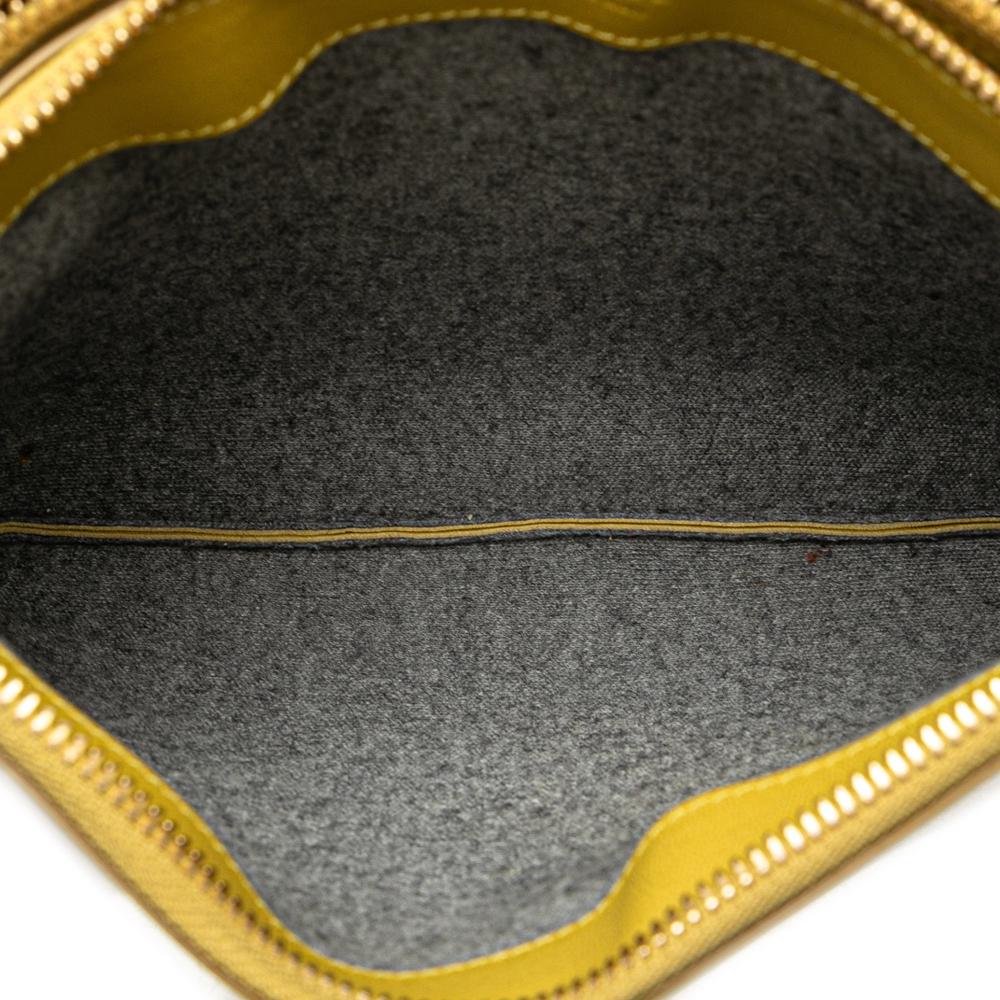 Celine B Celine Yellow Mustard Lambskin Leather Leather Large Lambskin Trio Crossbody Italy