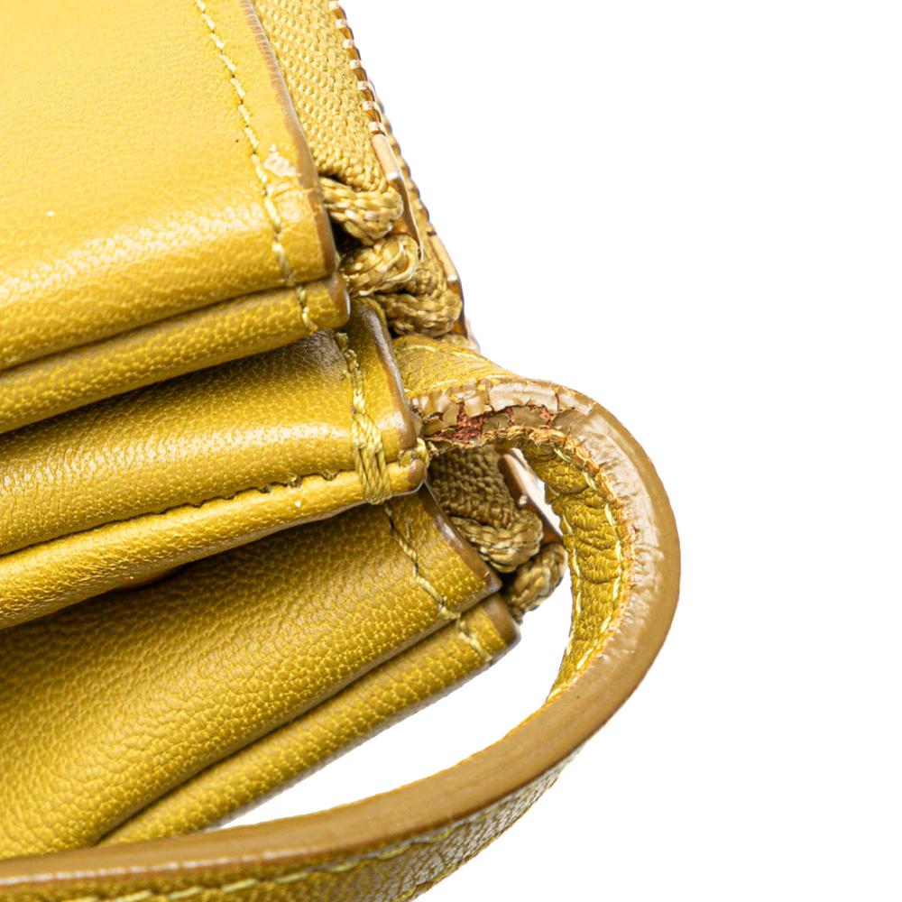 Celine B Celine Yellow Mustard Lambskin Leather Leather Large Lambskin Trio Crossbody Italy