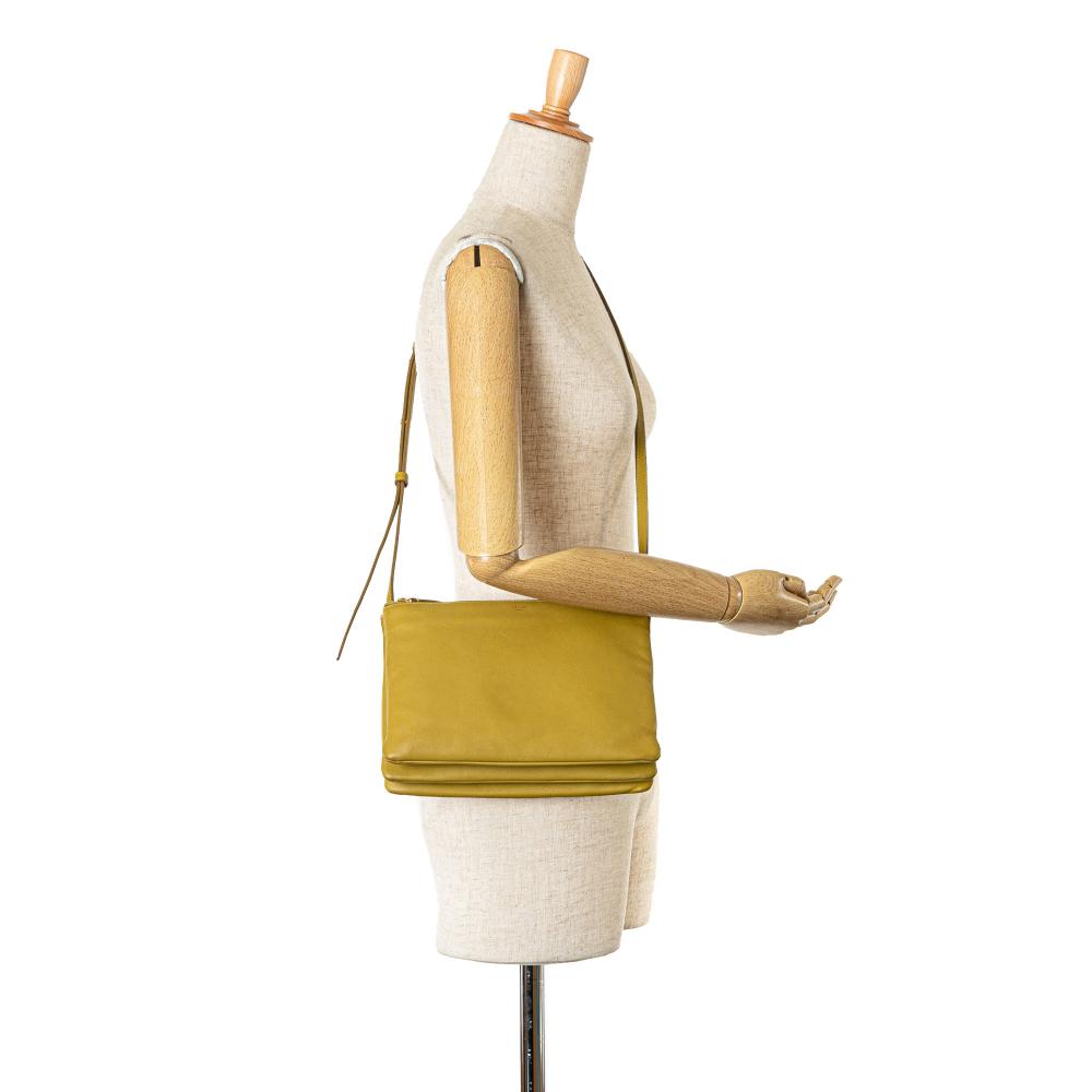 Celine B Celine Yellow Mustard Lambskin Leather Leather Large Lambskin Trio Crossbody Italy