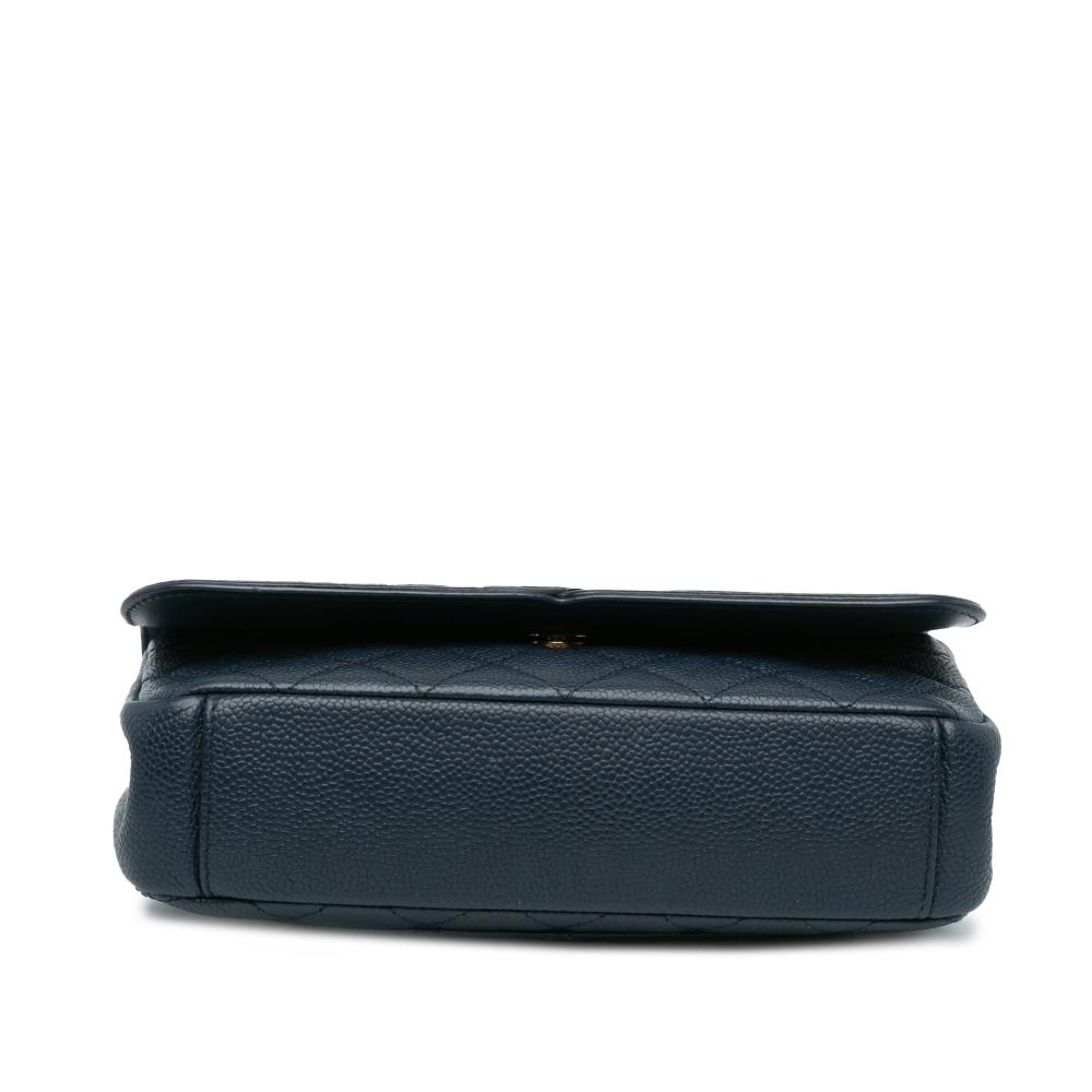 Chanel B Chanel Blue Navy with Black Caviar Leather Leather Small Bicolor Caviar CC Filigree Flap Italy