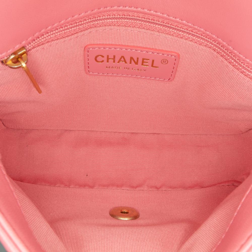 Chanel AB Chanel Pink Lambskin Leather Leather Small Quilted Lambskin Dynasty Flap Italy