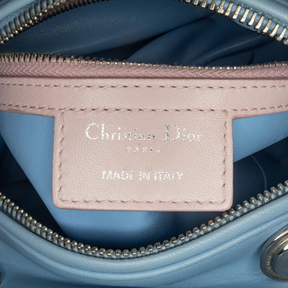 Christian Dior B Dior Red with Multi Lambskin Leather Leather Medium Tricolor Lambskin Cannage Lady Dior Italy