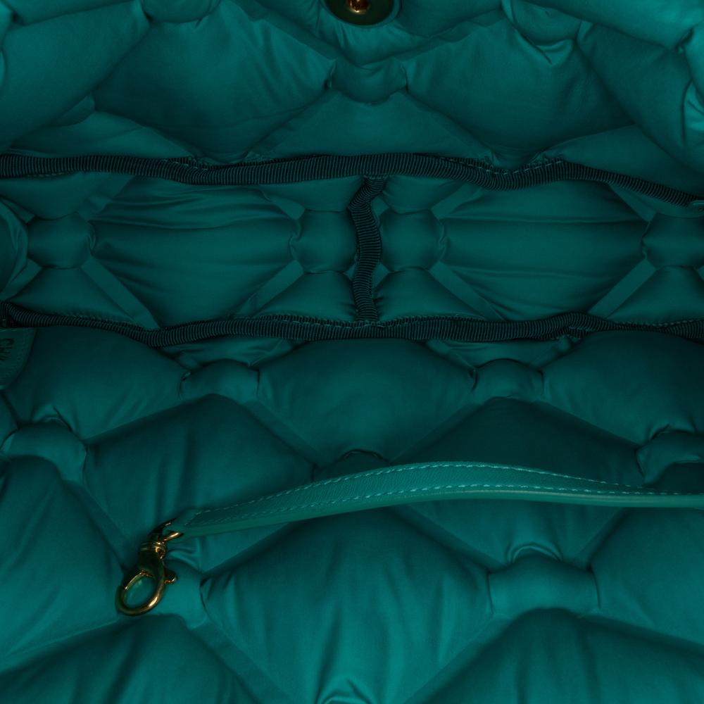 Chanel B Chanel Blue Turquoise Calf Leather Small Iridescent skin Chesterfield Flap Italy