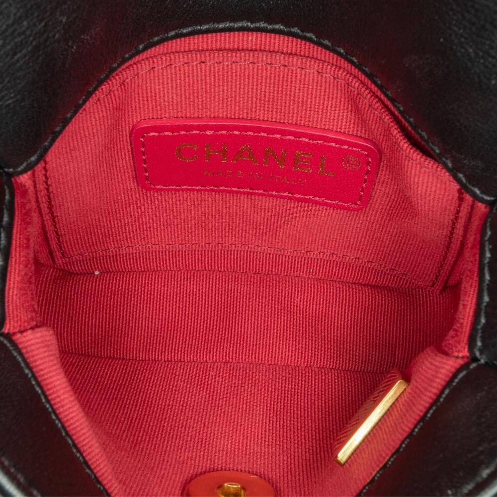 Chanel B Chanel Black Calf Leather Mini Quilted skin Framing Chain Flap Italy