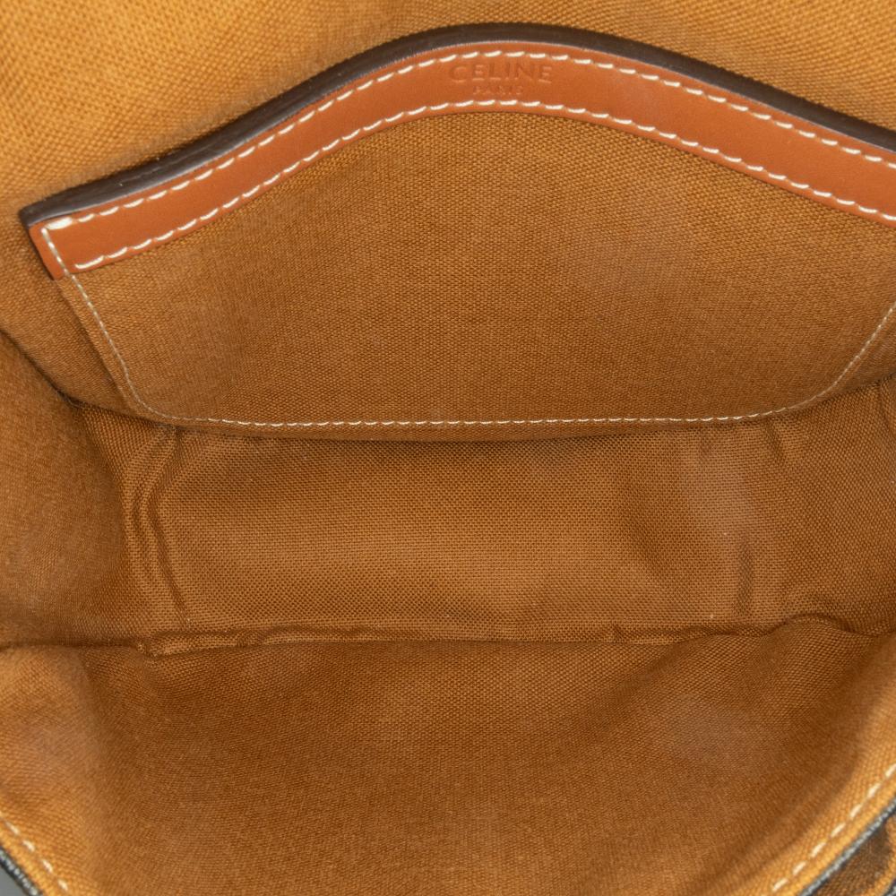 Celine B Celine Brown Dark Brown Coated Canvas Fabric Medium Triomphe Folco Crossbody Italy