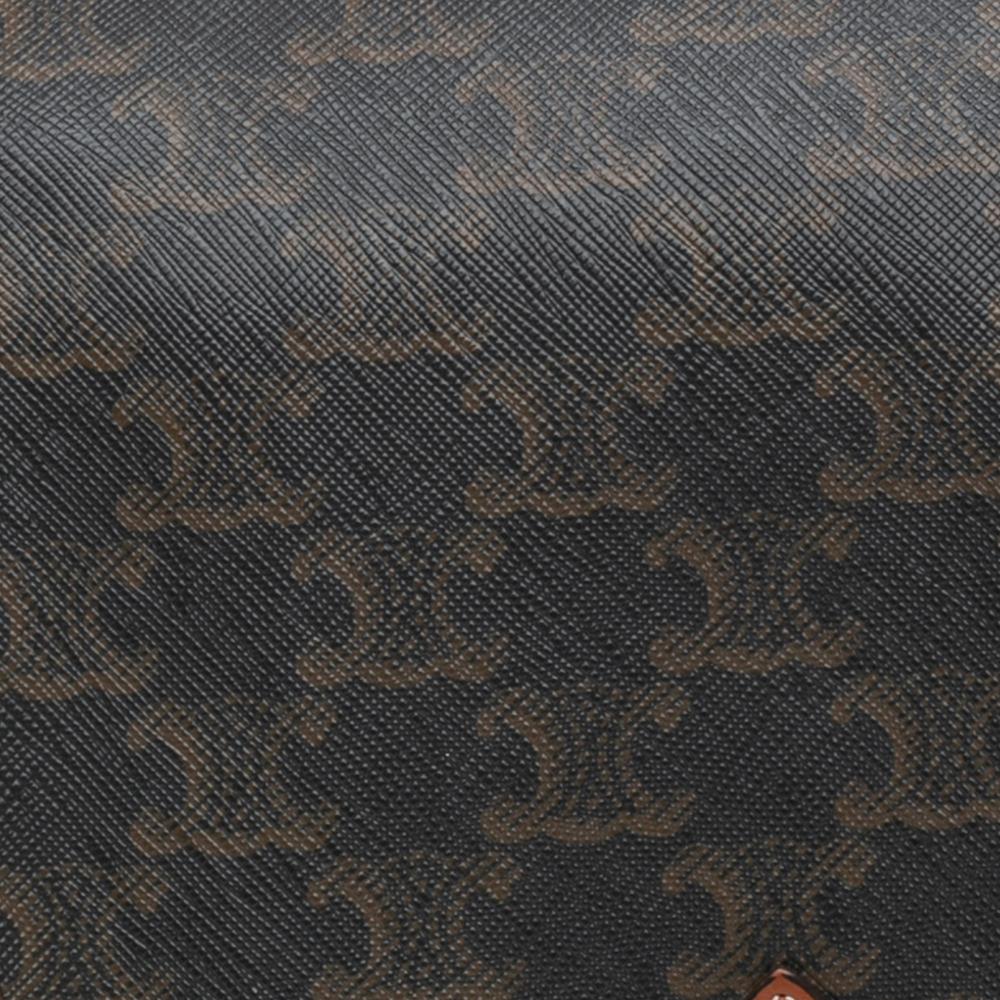 Celine B Celine Brown Dark Brown Coated Canvas Fabric Medium Triomphe Folco Crossbody Italy