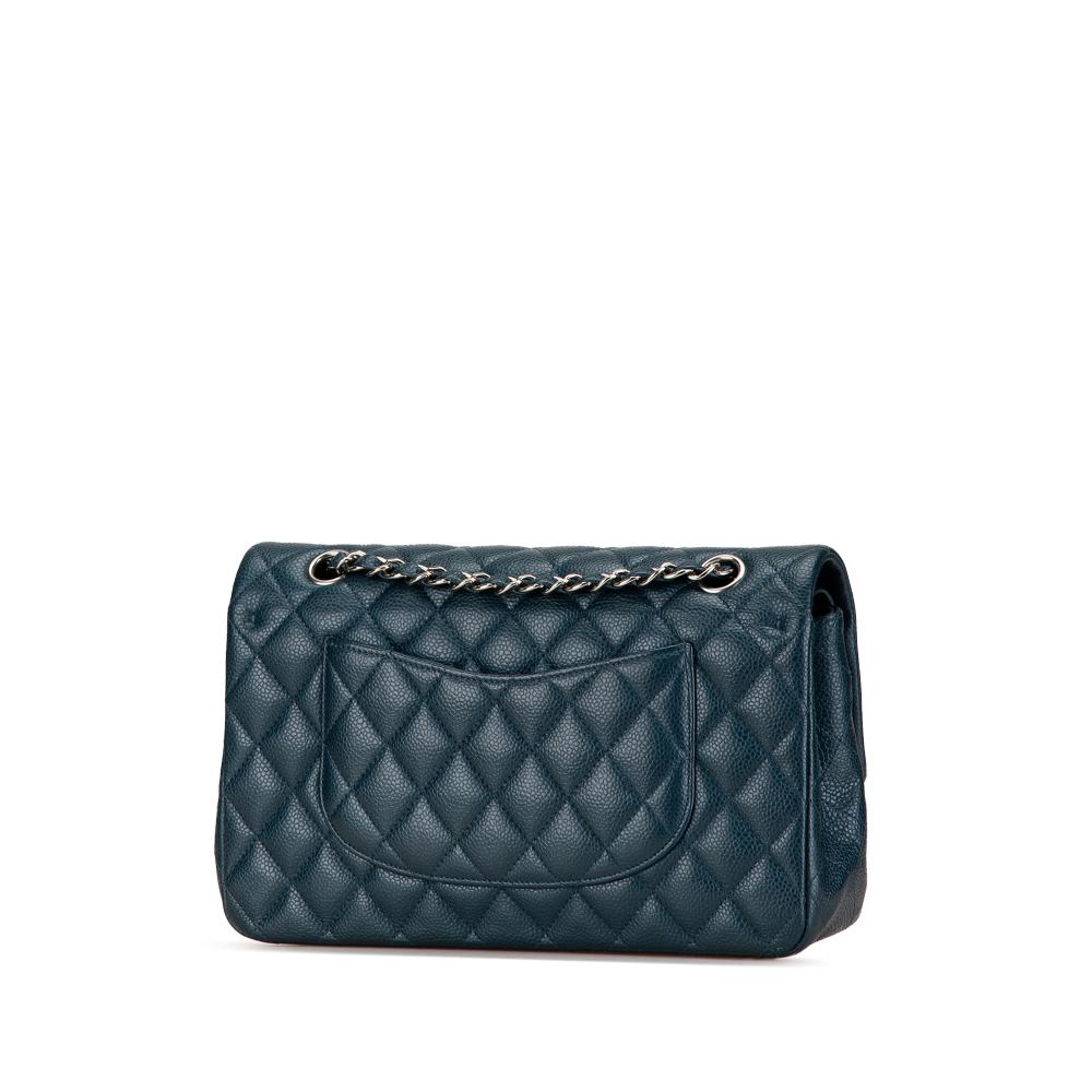 Chanel B Chanel Blue Peacock Caviar Leather Leather Medium Classic Caviar Double Flap France