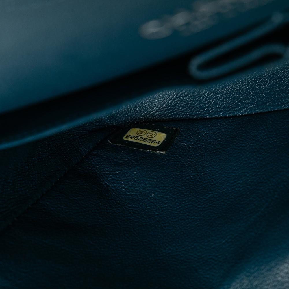 Chanel B Chanel Blue Peacock Caviar Leather Leather Medium Classic Caviar Double Flap France