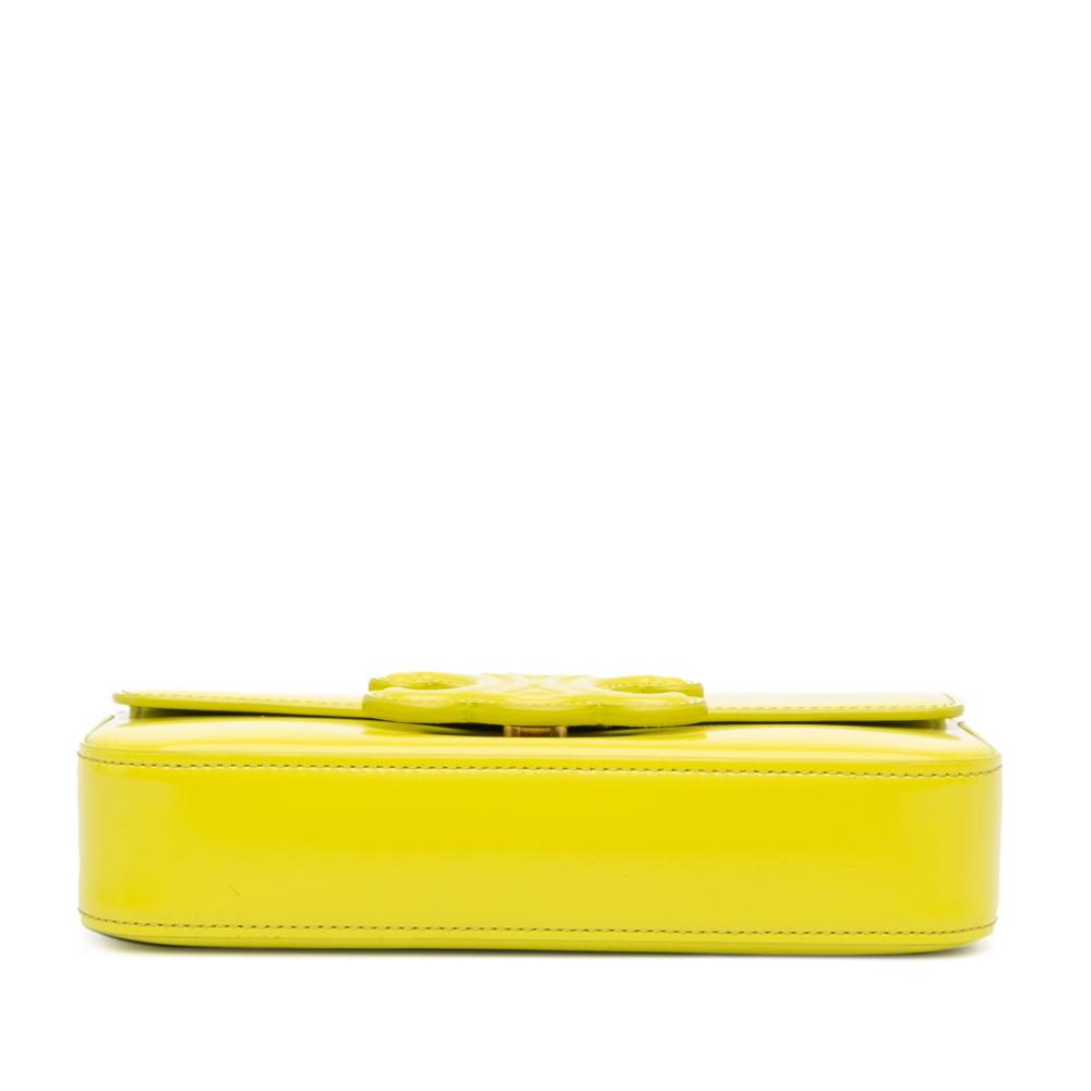 Celine B Celine Yellow Neon Yellow Calf Leather skin Cuir Triomphe Chain Shoulder Bag Italy