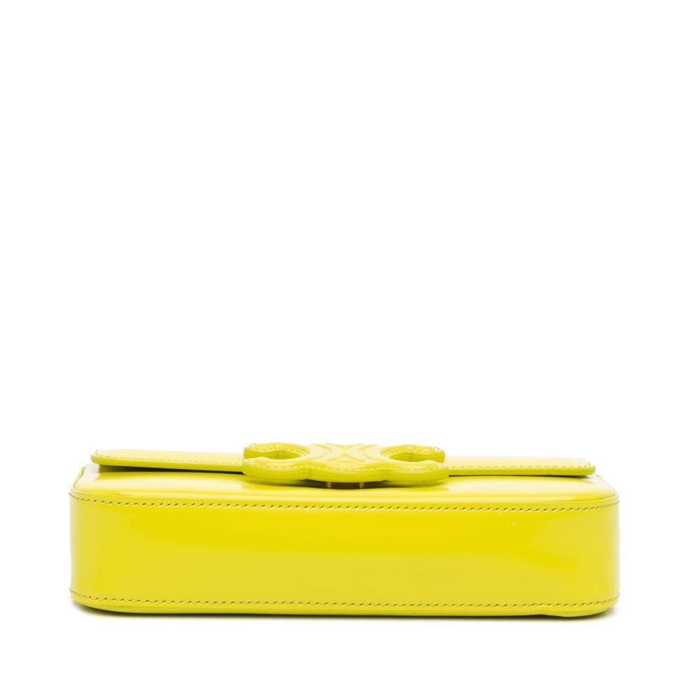 Celine B Celine Yellow Neon Yellow Calf Leather skin Cuir Triomphe Chain Shoulder Bag Italy
