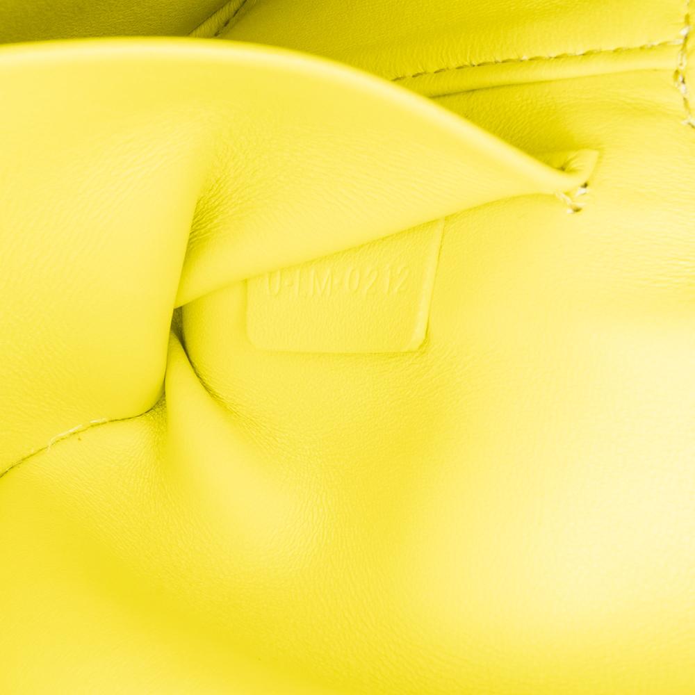 Celine B Celine Yellow Neon Yellow Calf Leather skin Cuir Triomphe Chain Shoulder Bag Italy