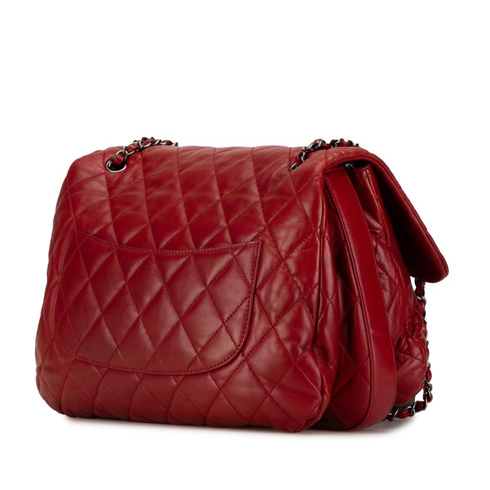 Chanel B Chanel Red Lambskin Leather Leather Maxi Lambskin 3 Accordion Flap Italy