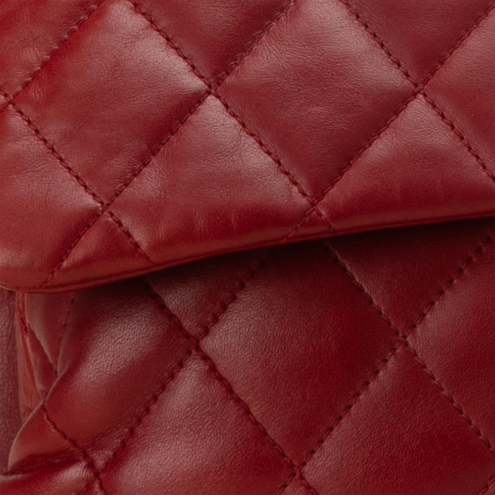 Chanel B Chanel Red Lambskin Leather Leather Maxi Lambskin 3 Accordion Flap Italy