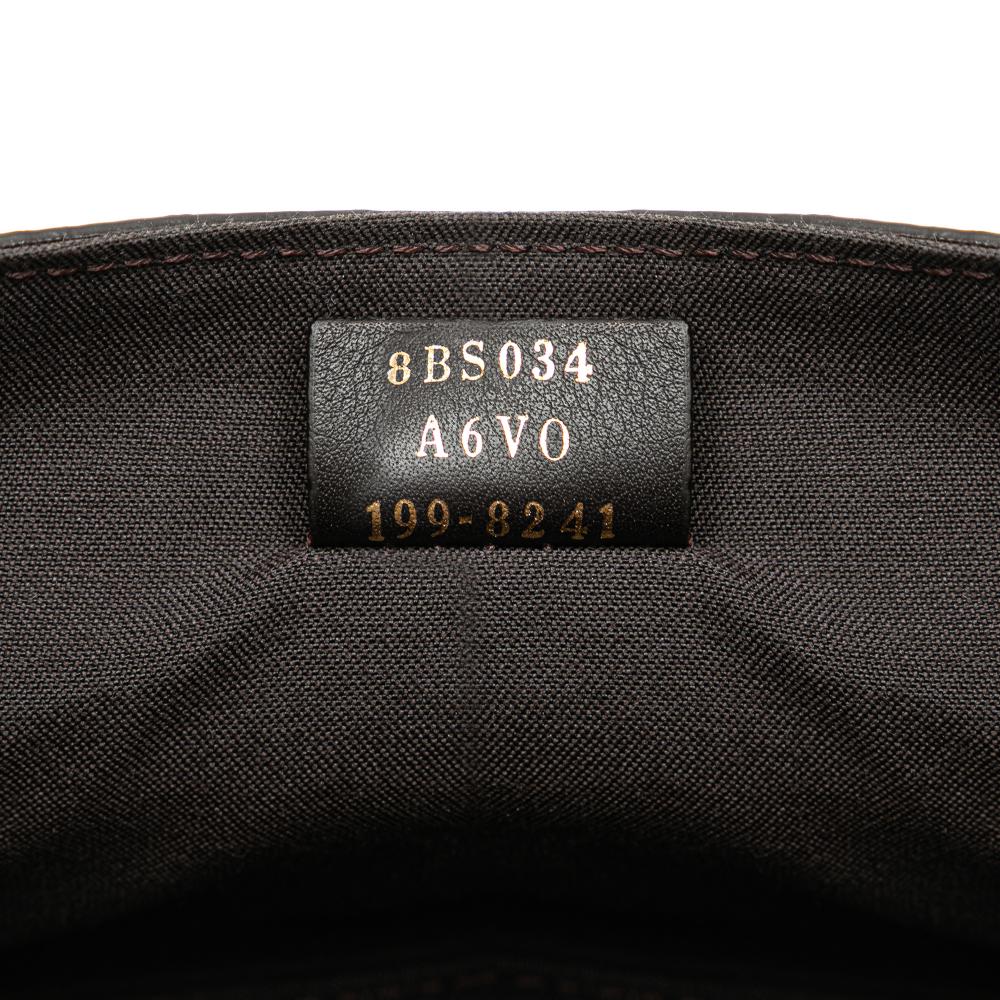 Fendi B Fendi Brown with White Coated Canvas Fabric Mini Zucca Glazed Cage Baguette Satchel Italy