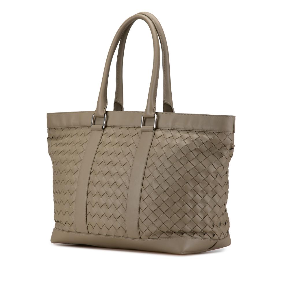 Bottega Veneta B Bottega Veneta Brown Taupe Nappa Leather Leather Nappa Intrecciato Tote Italy