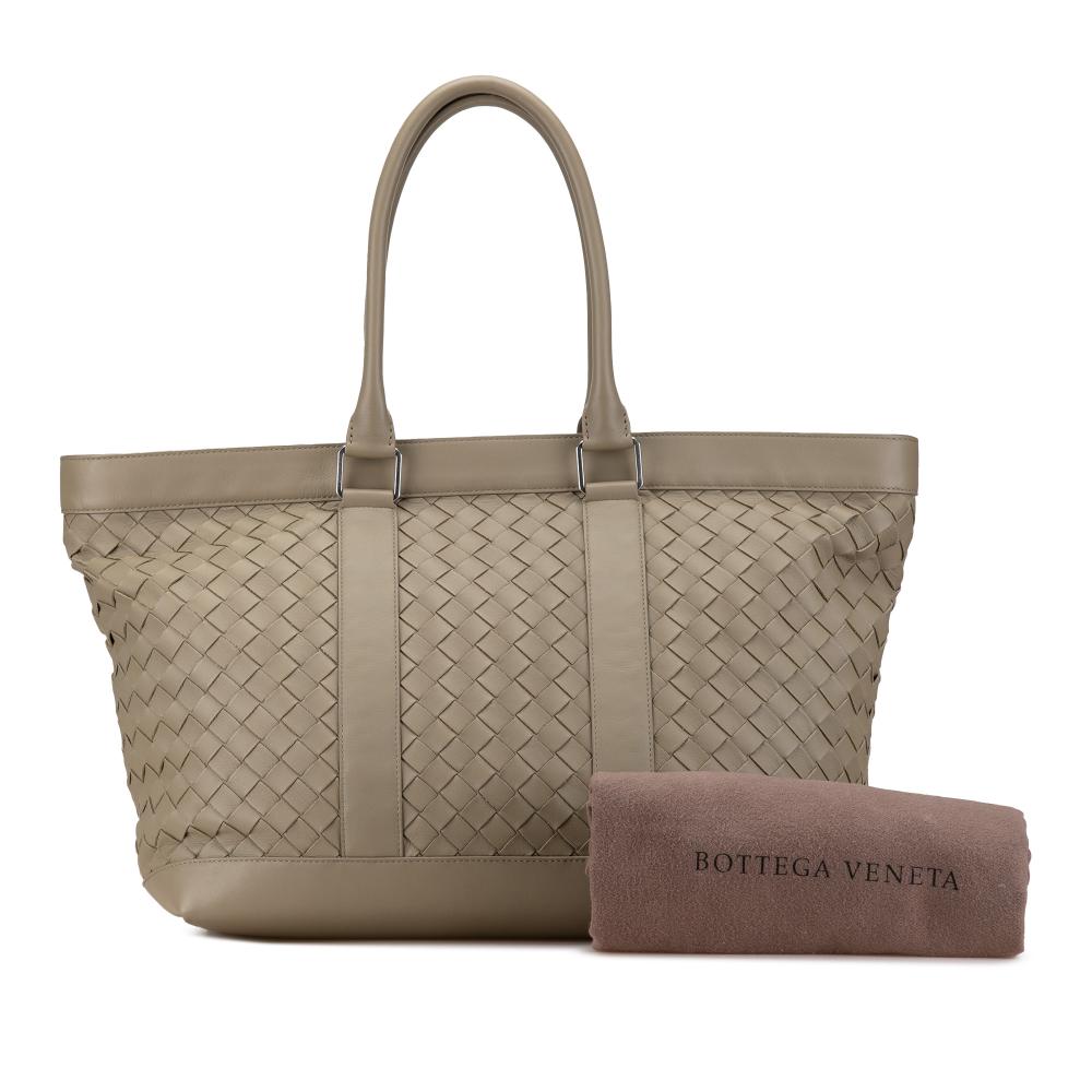 Bottega Veneta B Bottega Veneta Brown Taupe Nappa Leather Leather Nappa Intrecciato Tote Italy