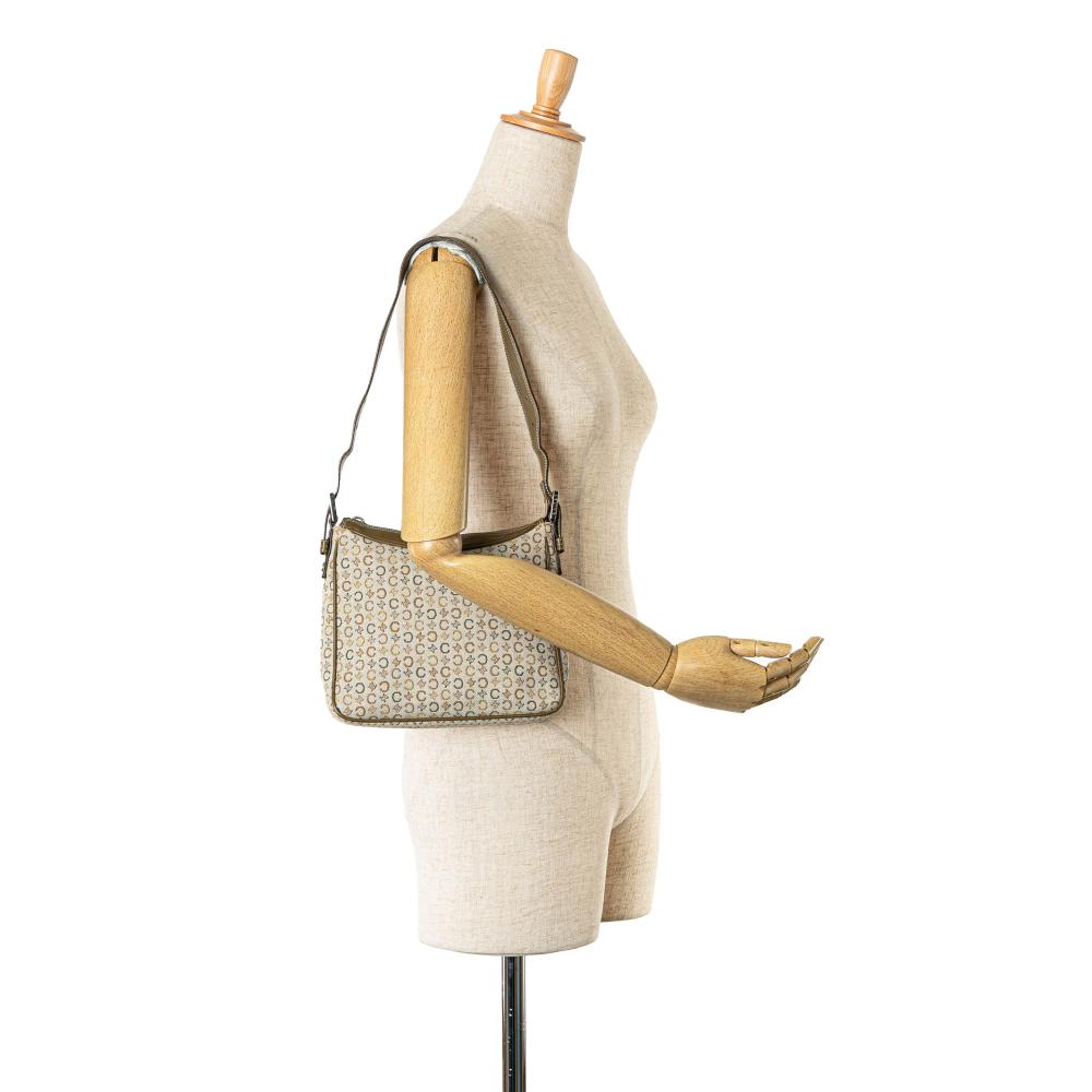 Celine B Celine Brown Light Beige Canvas Fabric C Macadam Shoulder Bag Italy