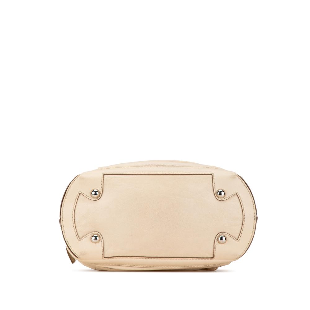 Chanel B Chanel Brown Light Beige Goatskin Leather Square Stitch Essential Bowler Italy
