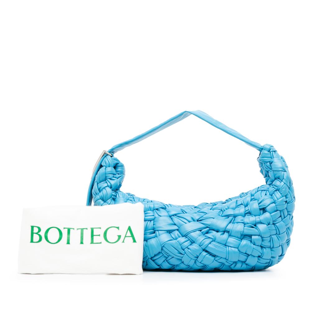 Bottega Veneta B Bottega Veneta Blue Calf Leather Foulard Intrecciato Banana Italy