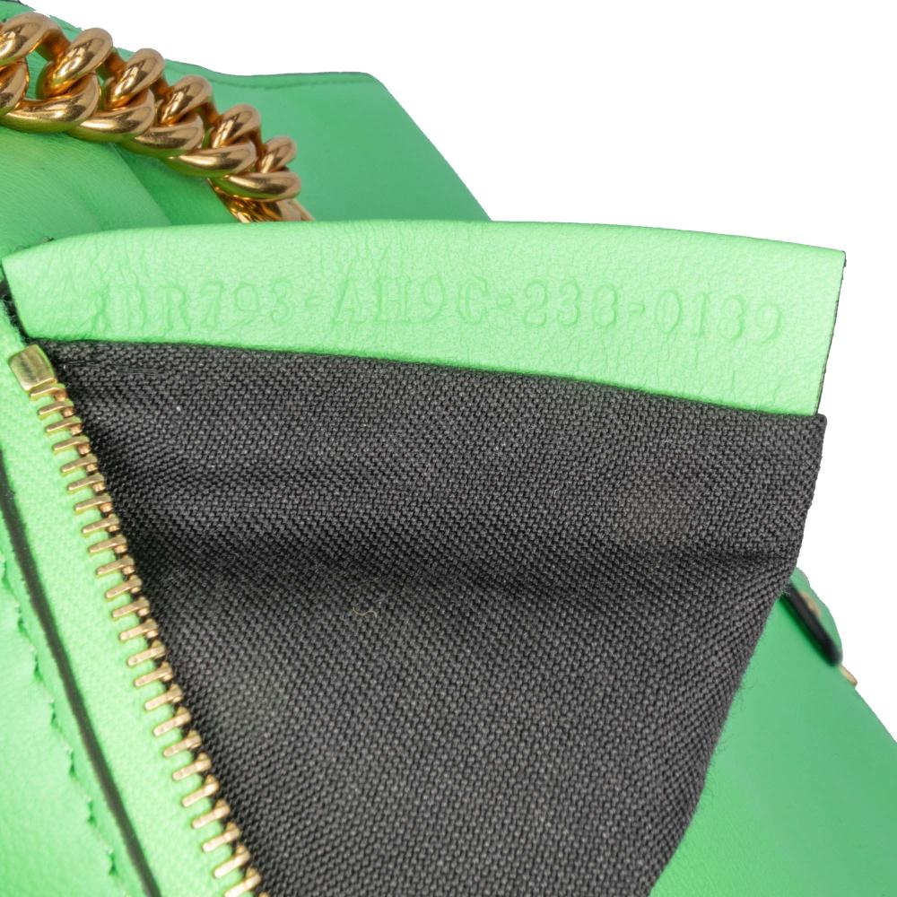 Fendi B Fendi Green Light Green Calf Leather Zucca Embossed Chain Midi Baguette Italy