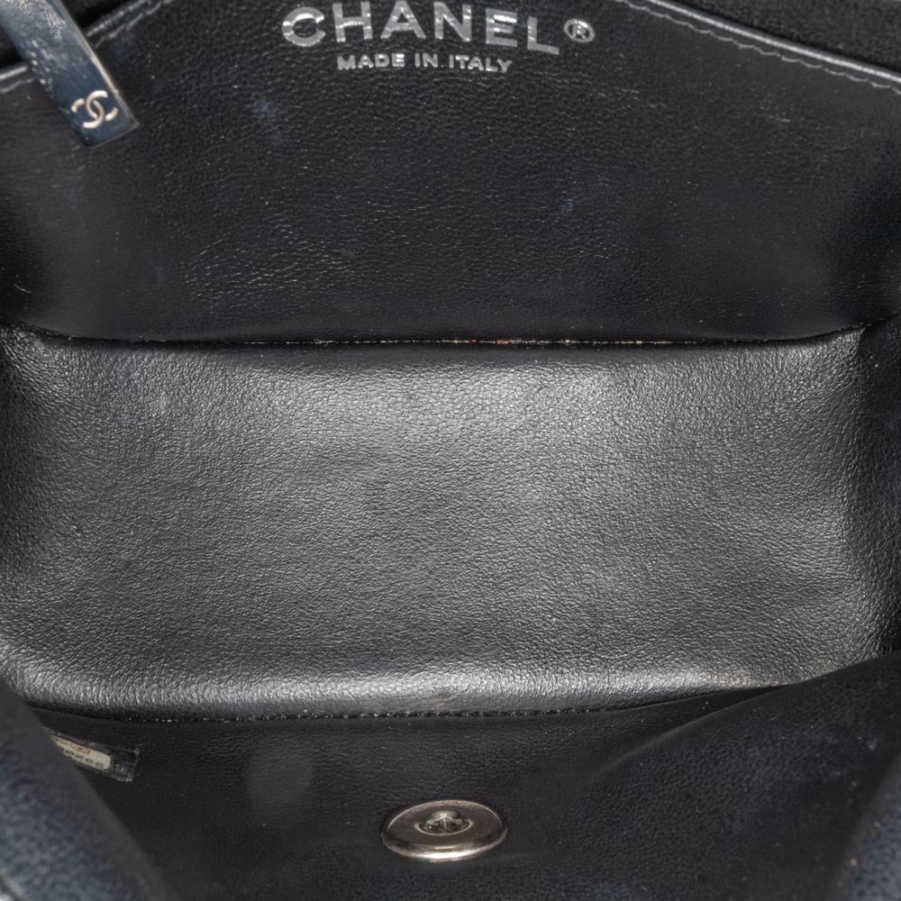 Chanel B Chanel Black Patent Leather Leather Mini Square Classic Chevron Patent Flap Italy