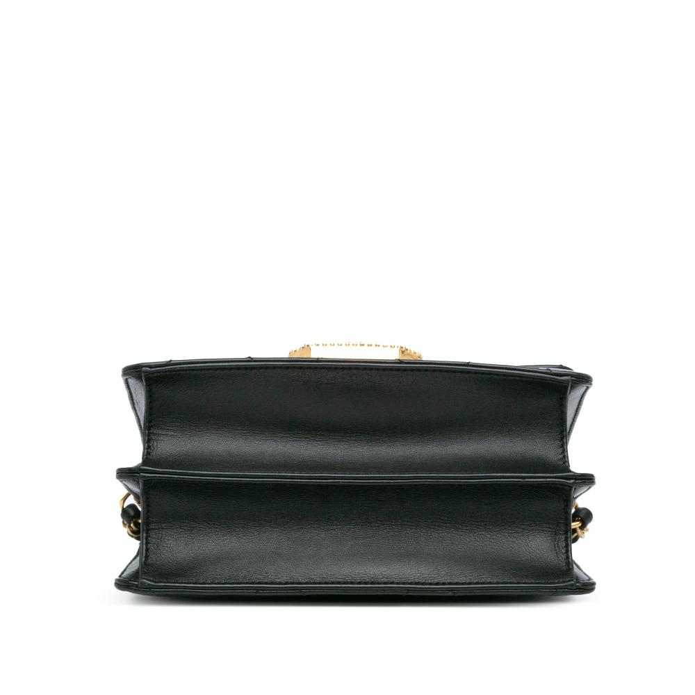 Chanel B Chanel Black Lambskin Leather Leather Quilted Lambskin Octagonal Buckle Crossbody Italy