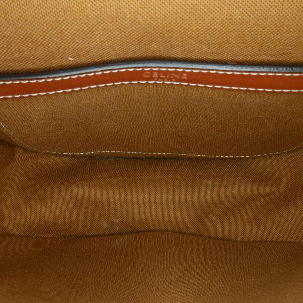 Celine B Celine Brown Dark Brown Coated Canvas Fabric Medium Triomphe Folco Crossbody Italy