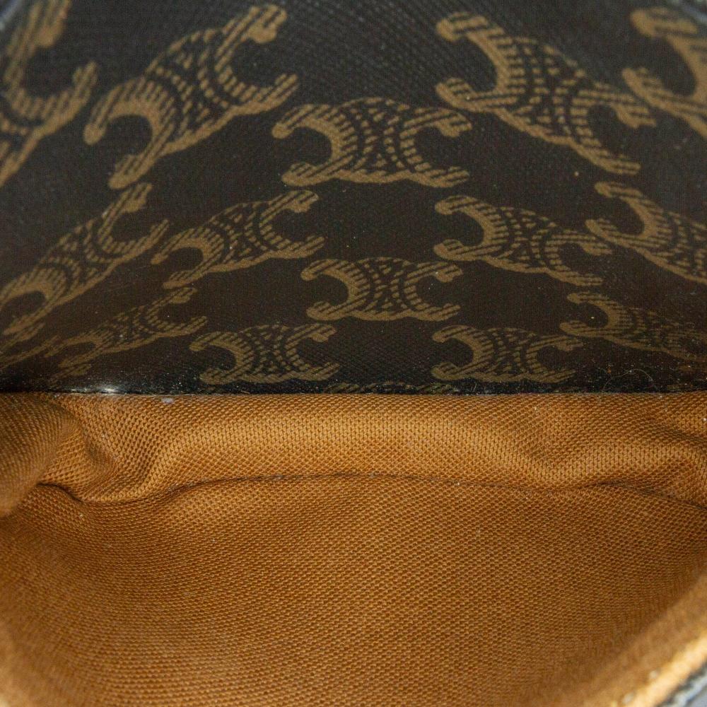 Celine B Celine Brown Dark Brown Coated Canvas Fabric Medium Triomphe Folco Crossbody Italy